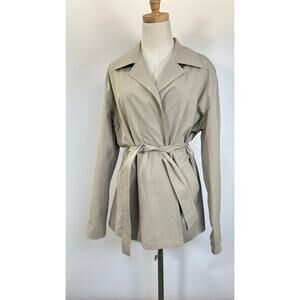 Donna Karan Collection Y2K Vintage Beige 100% Cotton Tailored Trench Coat, wrap